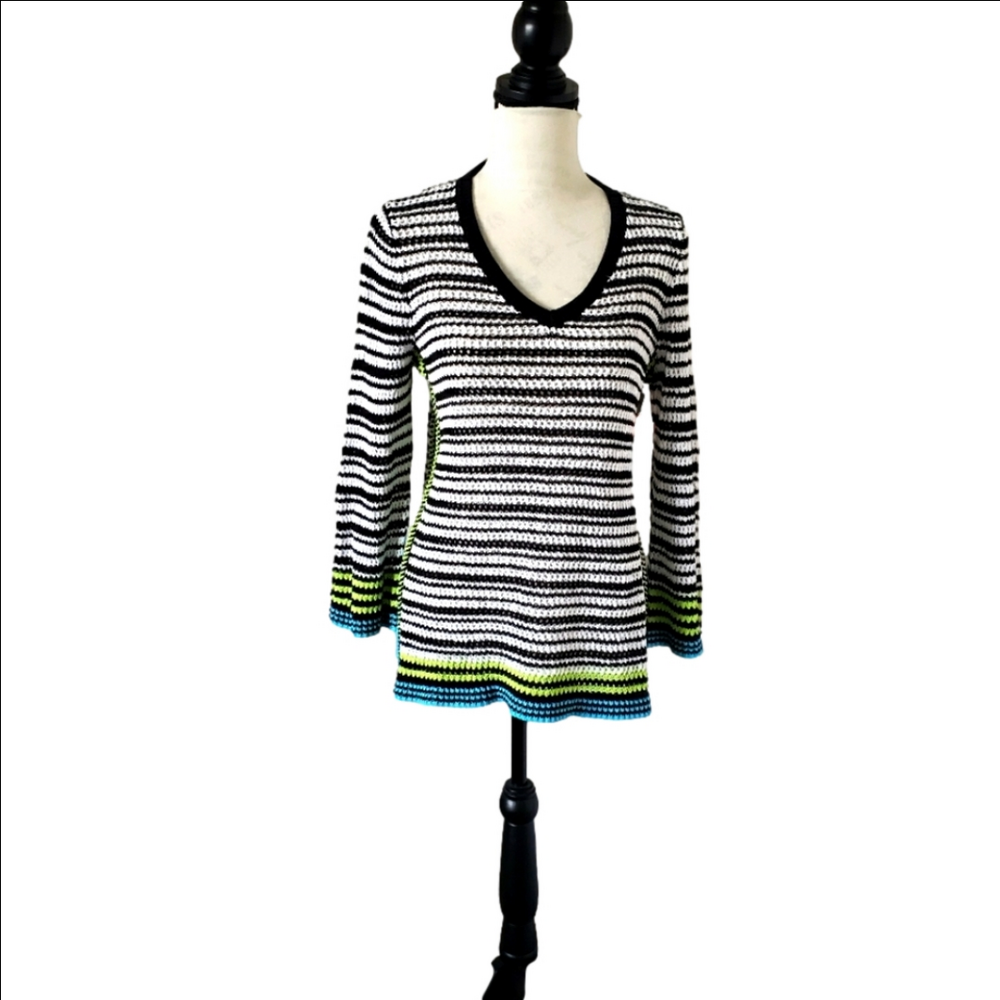 🏝Heart of palm 🏖 cotton sweater black/white striped  size S